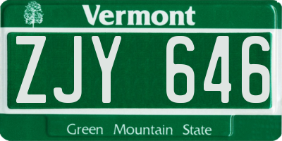 VT license plate ZJY646