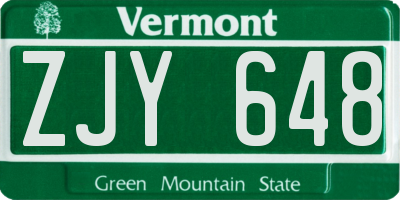 VT license plate ZJY648