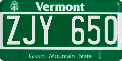 VT license plate ZJY650