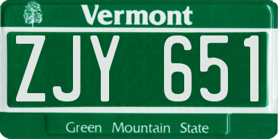 VT license plate ZJY651