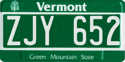 VT license plate ZJY652