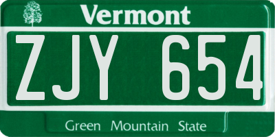 VT license plate ZJY654