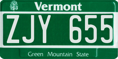 VT license plate ZJY655