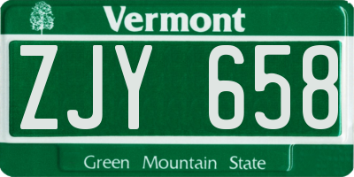 VT license plate ZJY658
