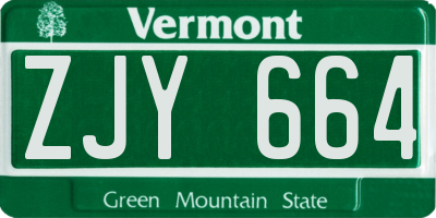 VT license plate ZJY664