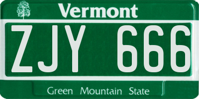 VT license plate ZJY666