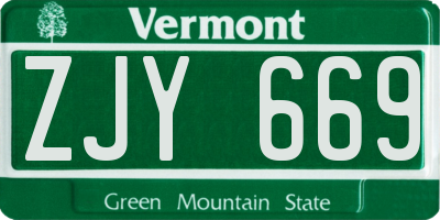 VT license plate ZJY669