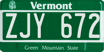 VT license plate ZJY672
