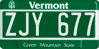 VT license plate ZJY677