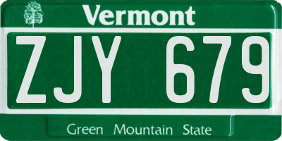 VT license plate ZJY679
