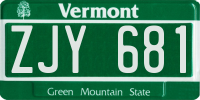 VT license plate ZJY681