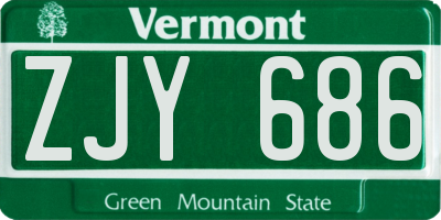 VT license plate ZJY686