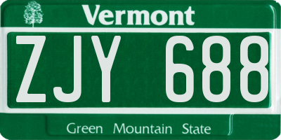 VT license plate ZJY688
