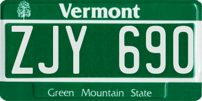 VT license plate ZJY690