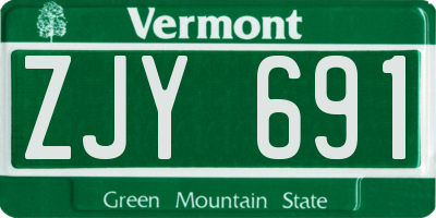 VT license plate ZJY691