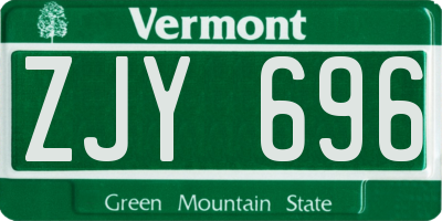 VT license plate ZJY696