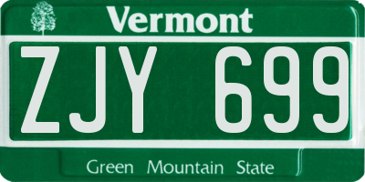 VT license plate ZJY699