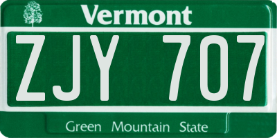 VT license plate ZJY707