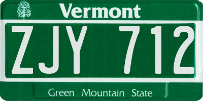 VT license plate ZJY712