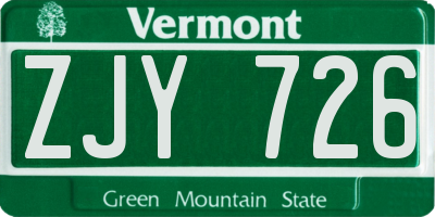 VT license plate ZJY726