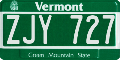 VT license plate ZJY727