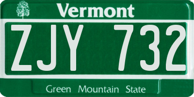 VT license plate ZJY732