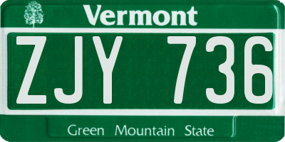 VT license plate ZJY736