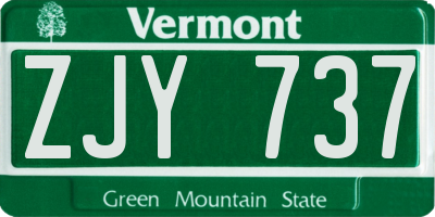 VT license plate ZJY737