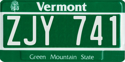 VT license plate ZJY741