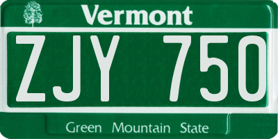 VT license plate ZJY750