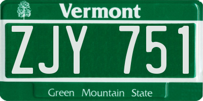 VT license plate ZJY751