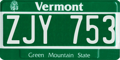 VT license plate ZJY753