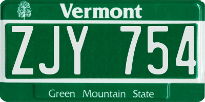 VT license plate ZJY754