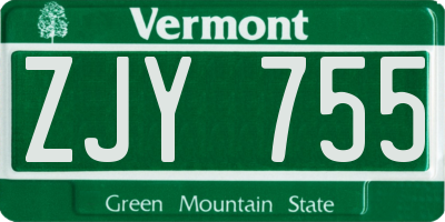 VT license plate ZJY755