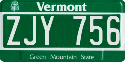 VT license plate ZJY756