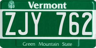 VT license plate ZJY762