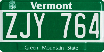 VT license plate ZJY764