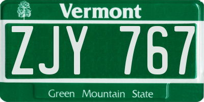 VT license plate ZJY767