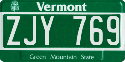 VT license plate ZJY769