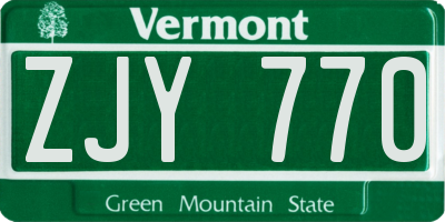VT license plate ZJY770