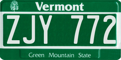 VT license plate ZJY772