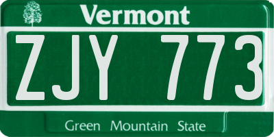 VT license plate ZJY773