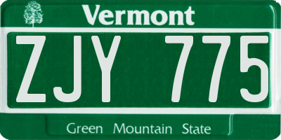 VT license plate ZJY775