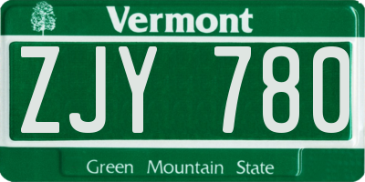 VT license plate ZJY780