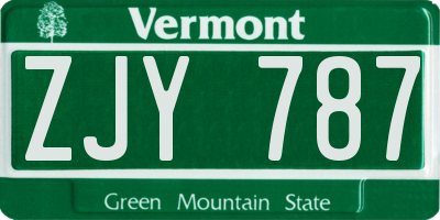 VT license plate ZJY787