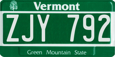 VT license plate ZJY792