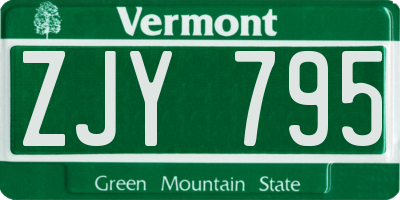 VT license plate ZJY795