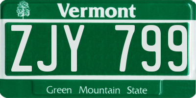 VT license plate ZJY799