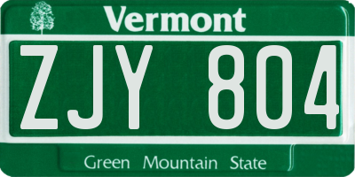 VT license plate ZJY804