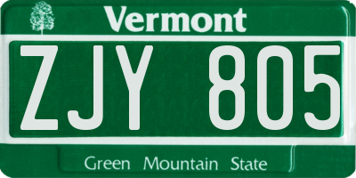 VT license plate ZJY805